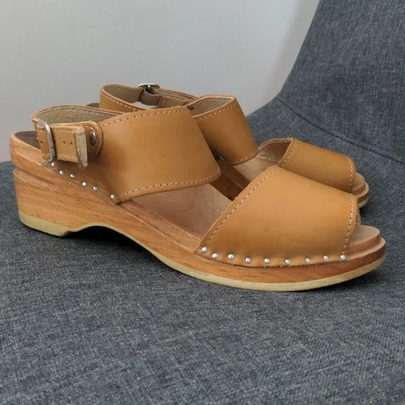 Troentorp Ingrid Tan Leather Clog Sandal 36 - Picture 2 of 8